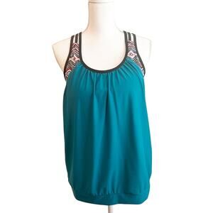 YONIQUE BLUE BLACK MULTICOLOR WOMEN SWIMSUIT TANKINI BRAND NEW SIZE LARGE